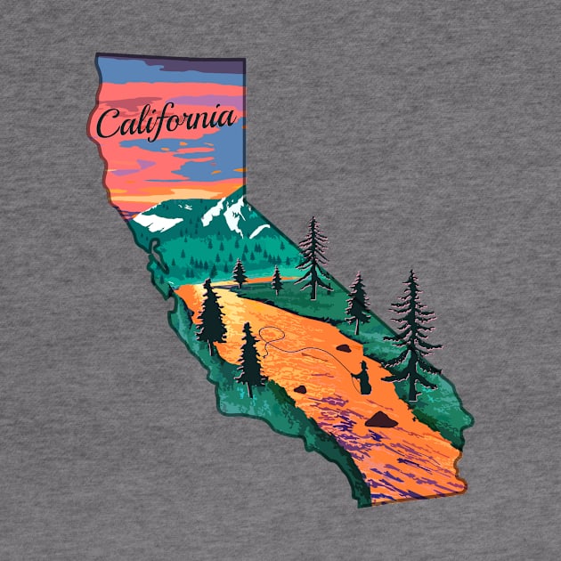 California Fly Fishing State River Sunset by TeeCreations by TeeCreations